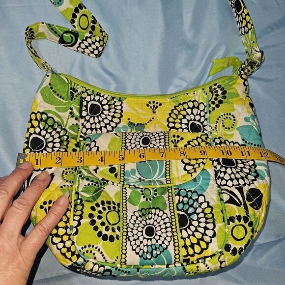 Vera Bradley Limes Up Quilted Floral Pattern Boho Crossbody Saddle Bag - Picture 10 of 12